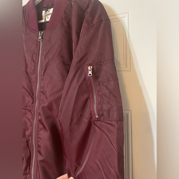 LABEL Unisex Go To Burgundy Bomber Jacket Double Zipper Lots of Pockets - Picture 4 of 13